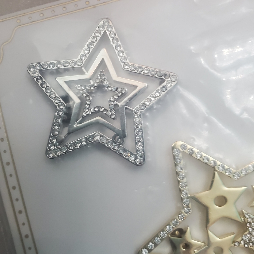 Christian Dior Crystal Star Gold And Silver Hair Clip Set With Dust Bag - Picture 3 of 10